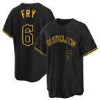 C.Guardians #6 David Fry Player Black Snake Skin City Home Game Ddoa Stitched Jerseys