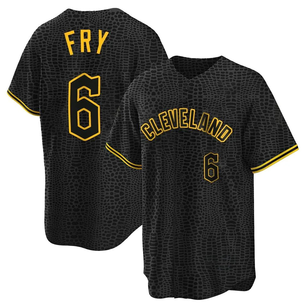C.Guardians #6 David Fry Player Black Snake Skin City Home Game Ddoa Stitched Jerseys