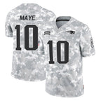 NE.Patriots #10 Drake Maye Player Arctic Camo Salute To Service Limited Game Ddoa Stitched Jerseys