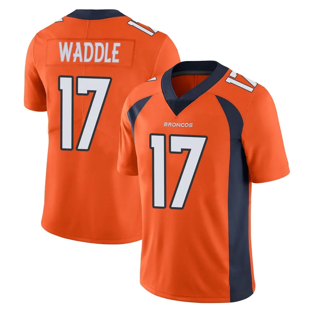 D.Broncos #17 Jaylen Waddle Player Orange Color Vapor Untouchable Limited Game Ddoa Stitched Jerseys