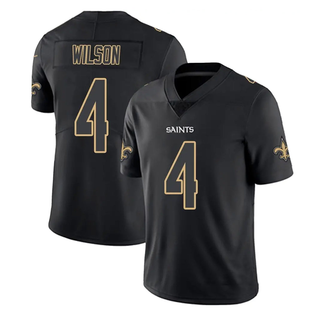 NO.Saints #4 Zach Wilson Player Black Impact Limited Home Game Ddoa Stitched Jerseys