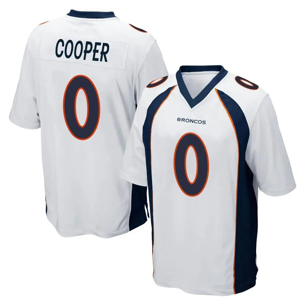 D.Broncos #0 Jonathon Cooper Player White Game Ddoa Stitched Jerseys