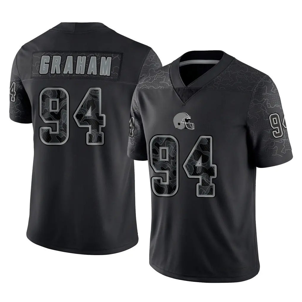 C.Browns #94 Mason Graham Player Black Reflective Home Game Ddoa Stitched Jerseys