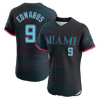 M.Marlins #9 Xavier Edwards Player Black City Connect Home Limited Elite Ddoa Stitched Jerseys
