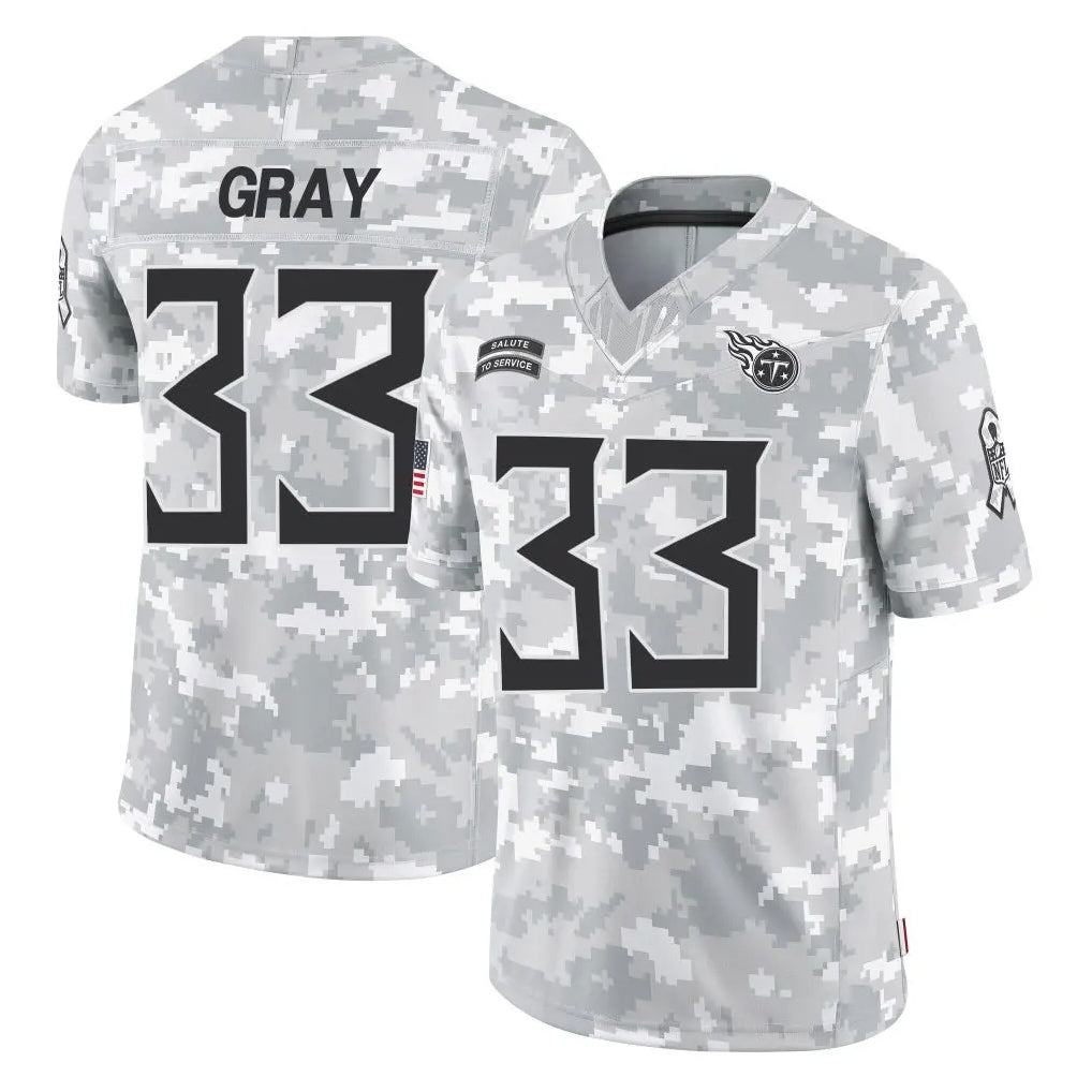 T.Titans #33 Cedric Gray Player Arctic Camo Limited Salute to Service Home Game Ddoa Stitched Jerseys
