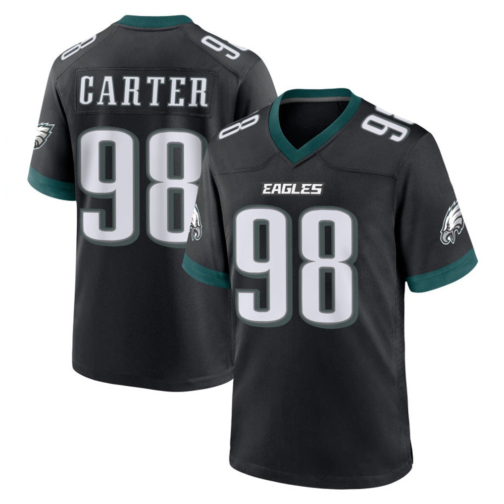 P.Eagles #98 Jalen Carter Player Black Game Home Ddoa Stitched Jerseys