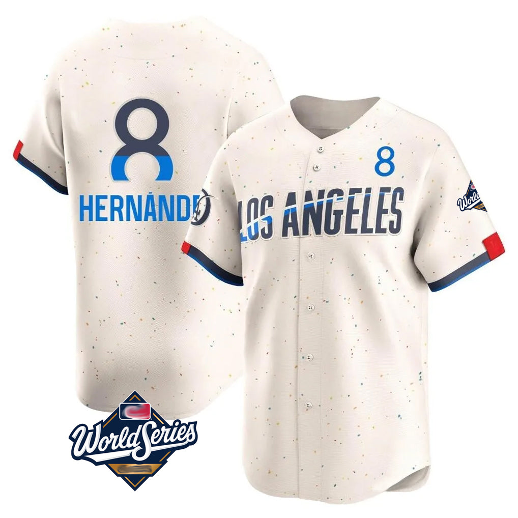 LA.Dodgers #8 Enrique Hern¨¢ndez Player Cream World Series City Connect Limited Home Ddoa Stitched Jerseys