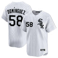 C.White Sox #58 Seranthony Dom¨ªnguez Player White Stripe Limited Home Ddoa Stitched Jerseys