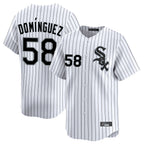 C.White Sox #58 Seranthony Dom¨ªnguez Player White Stripe Limited Home Ddoa Stitched Jerseys
