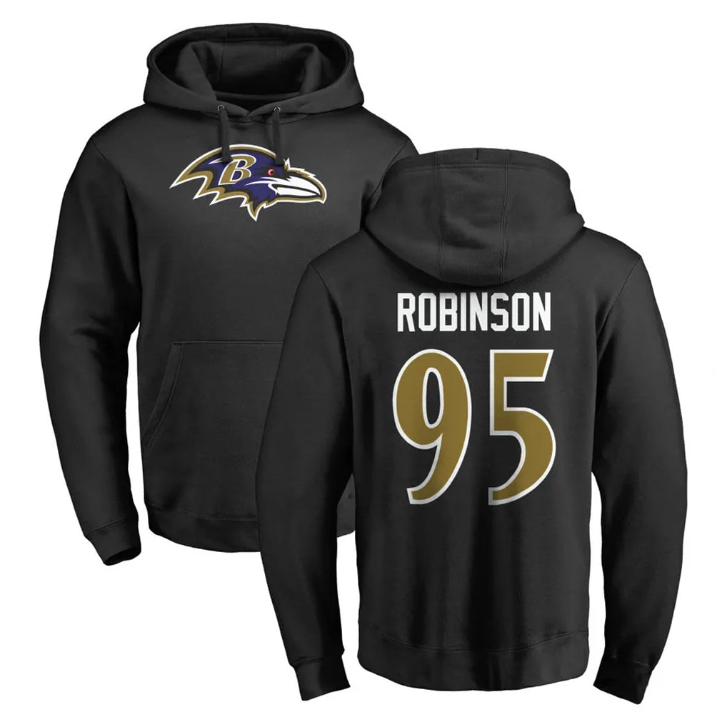 B.Ravens #95 Tavius Robinson Player Black Pullover Hoodie Ddoa Stitched Jerseys
