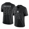 M.Dolphins #55 Aaron Brewer Player Black Reflective Limited Game Ddoa Stitched Jerseys
