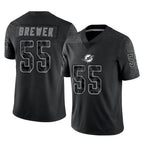 M.Dolphins #55 Aaron Brewer Player Black Reflective Limited Game Ddoa Stitched Jerseys