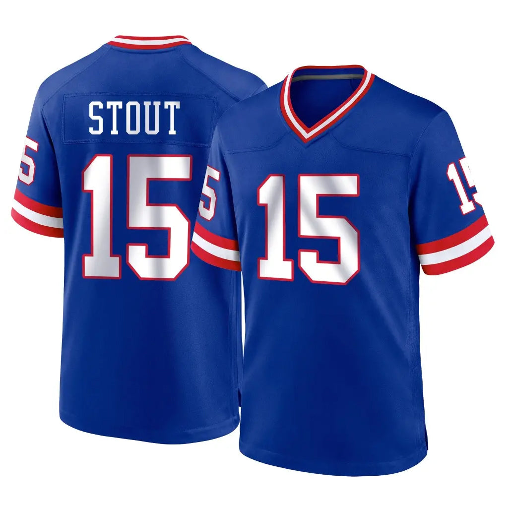 NY.Giants #15 Jordan Stout Player Royal Classic Home Game Ddoa Stitched Jerseys