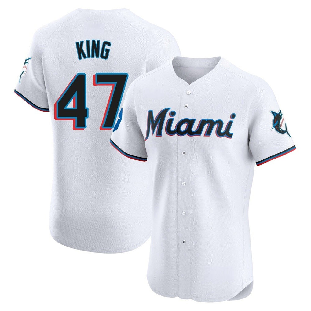 M.Marlins #47 John King Player White  Home Limited Elite Ddoa Stitched Jerseys