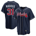 A.Braves #31 Greg Maddux Player Navy Home Game Ddoa Stitched Jerseys