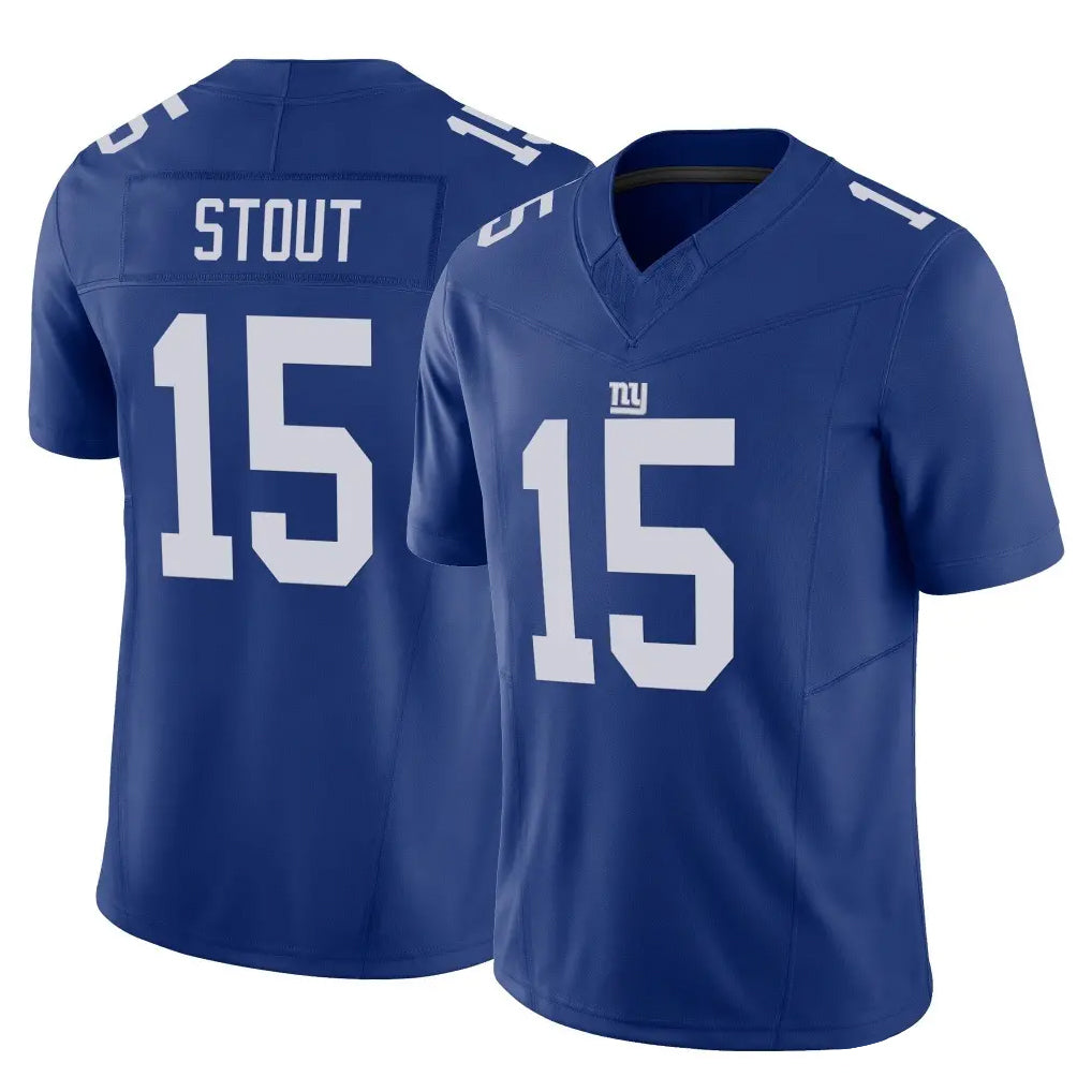 NY.Giants #15 Jordan Stout Player Royal Limited Vapor F.U.S.E. Home Game Ddoa Stitched Jerseys