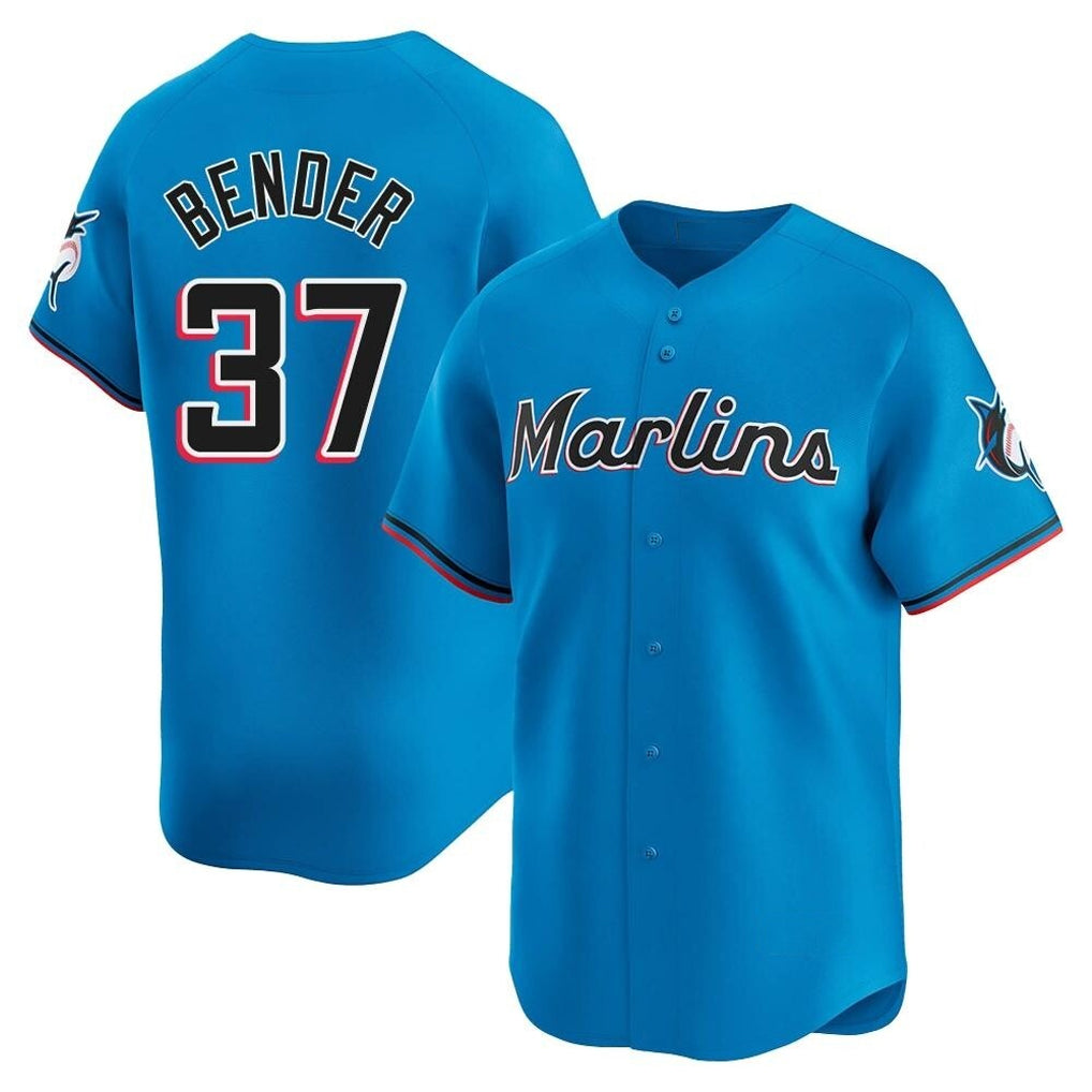 M.Marlins #37 Anthony Bender Player Blue Home Limited Ddoa Stitched Jerseys