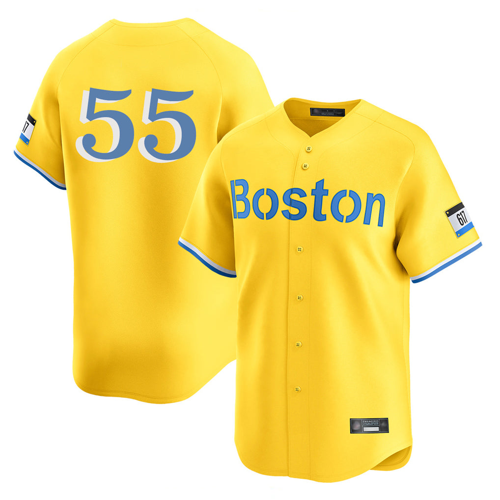 B.Red Sox #55 Ranger Su¨¢rez Player Yellow Limited Home Game Ddoa Stitched Jerseys
