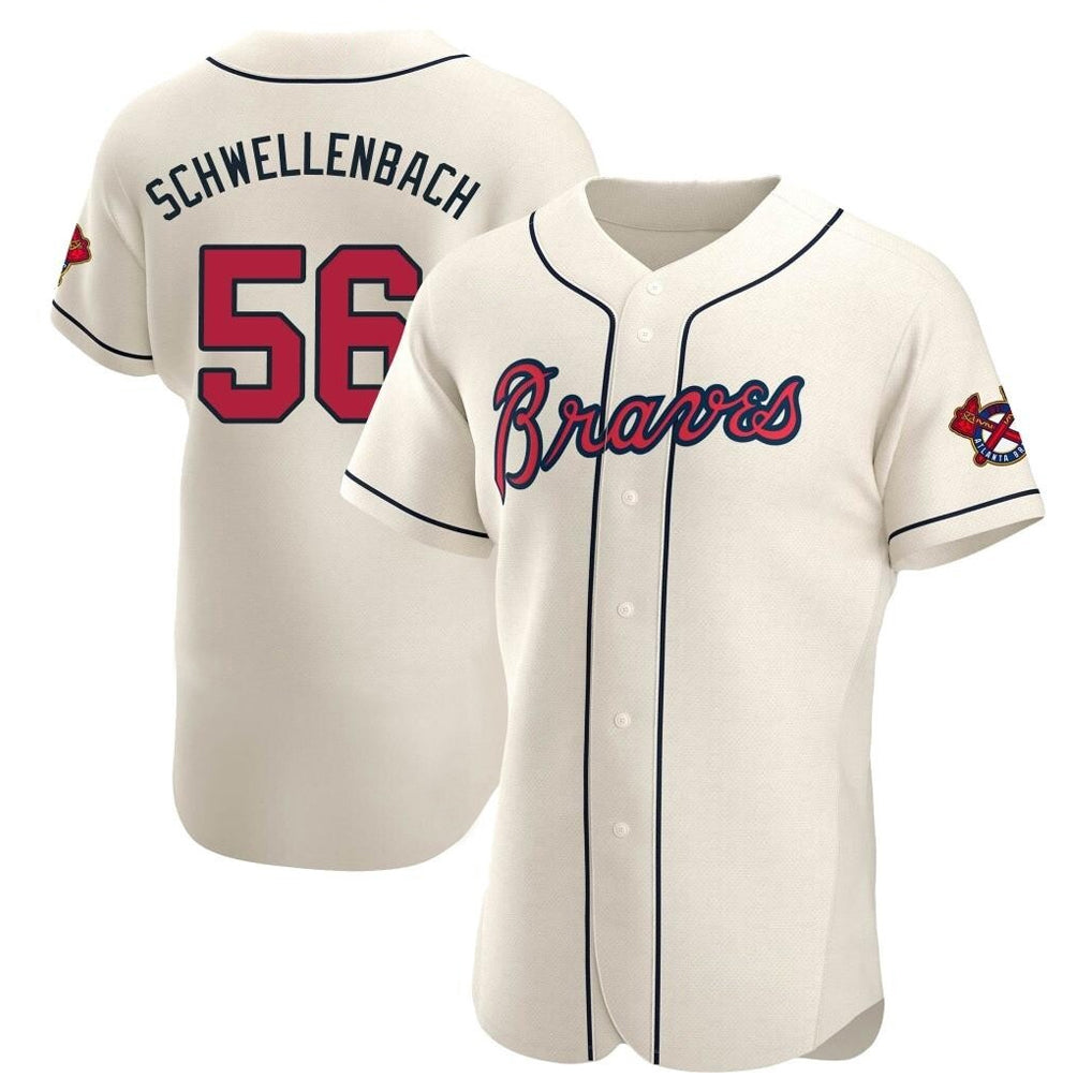 A.Braves #56 Spencer Schwellenbach Player Cream Limited Elite Home Game Ddoa Stitched Jerseys