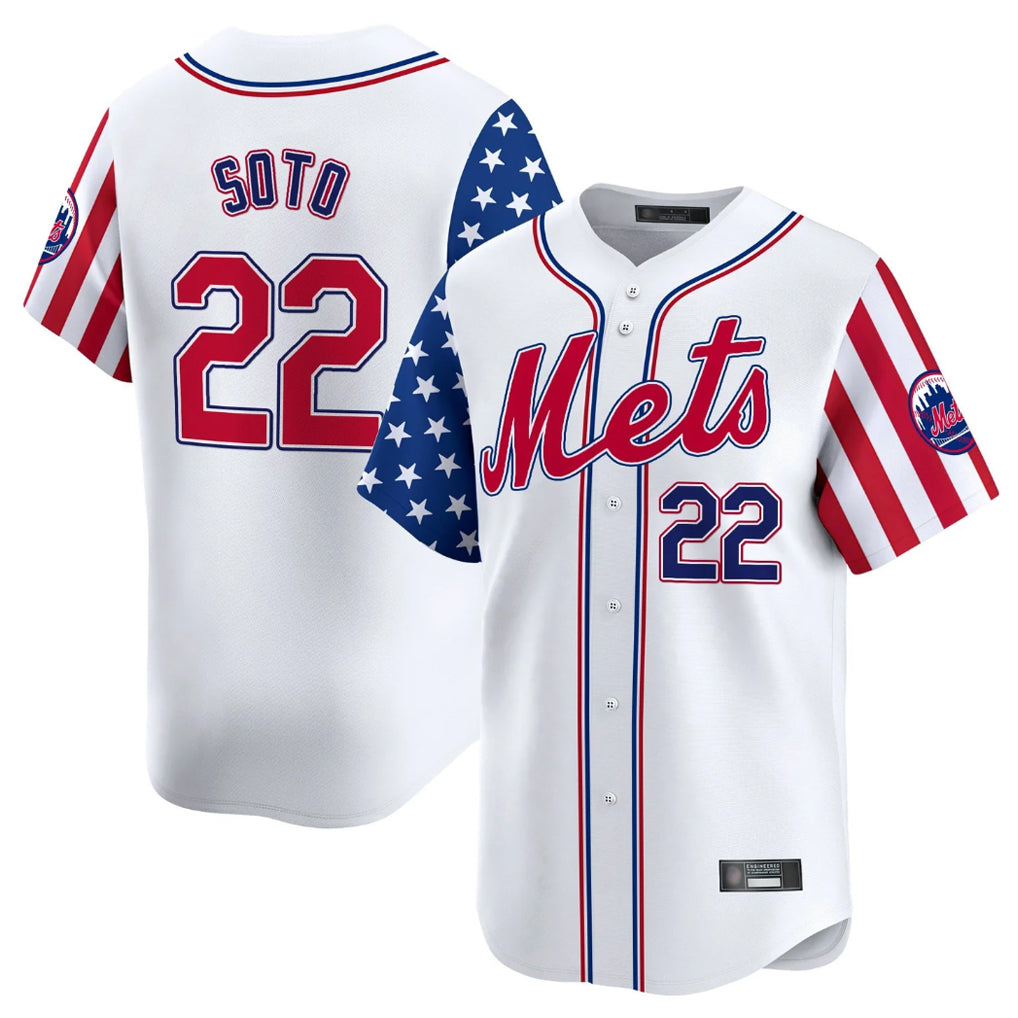 NY.Mets #22 Juan Soto Player White 2025 Independence Day Vapor Premier Limited  Ddoa Stitched Jerseys