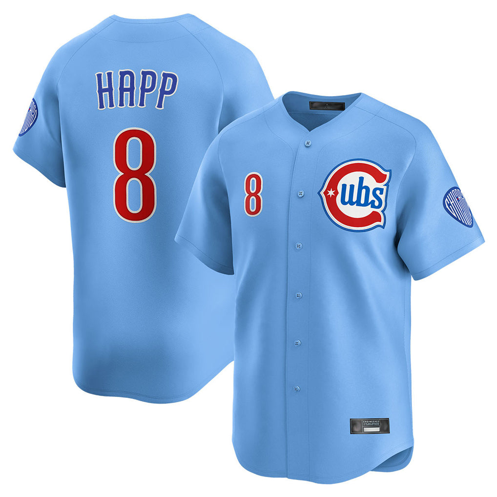 C.Cubs #8 Ian Happ Player Light Blue Limited Home Ddoa Stitched Jerseys