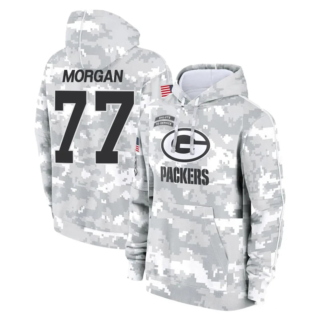 GB.Packers #77 Jordan Morgan Player Arctic Camo Salute to Service Hoodies Limited Game Ddoa Stitched Jerseys