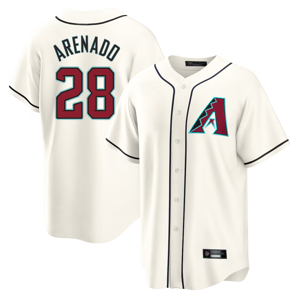 A.Diamondbacks #28 Nolan Arenado Player Cream Home Game Ddoa Stitched Jerseys