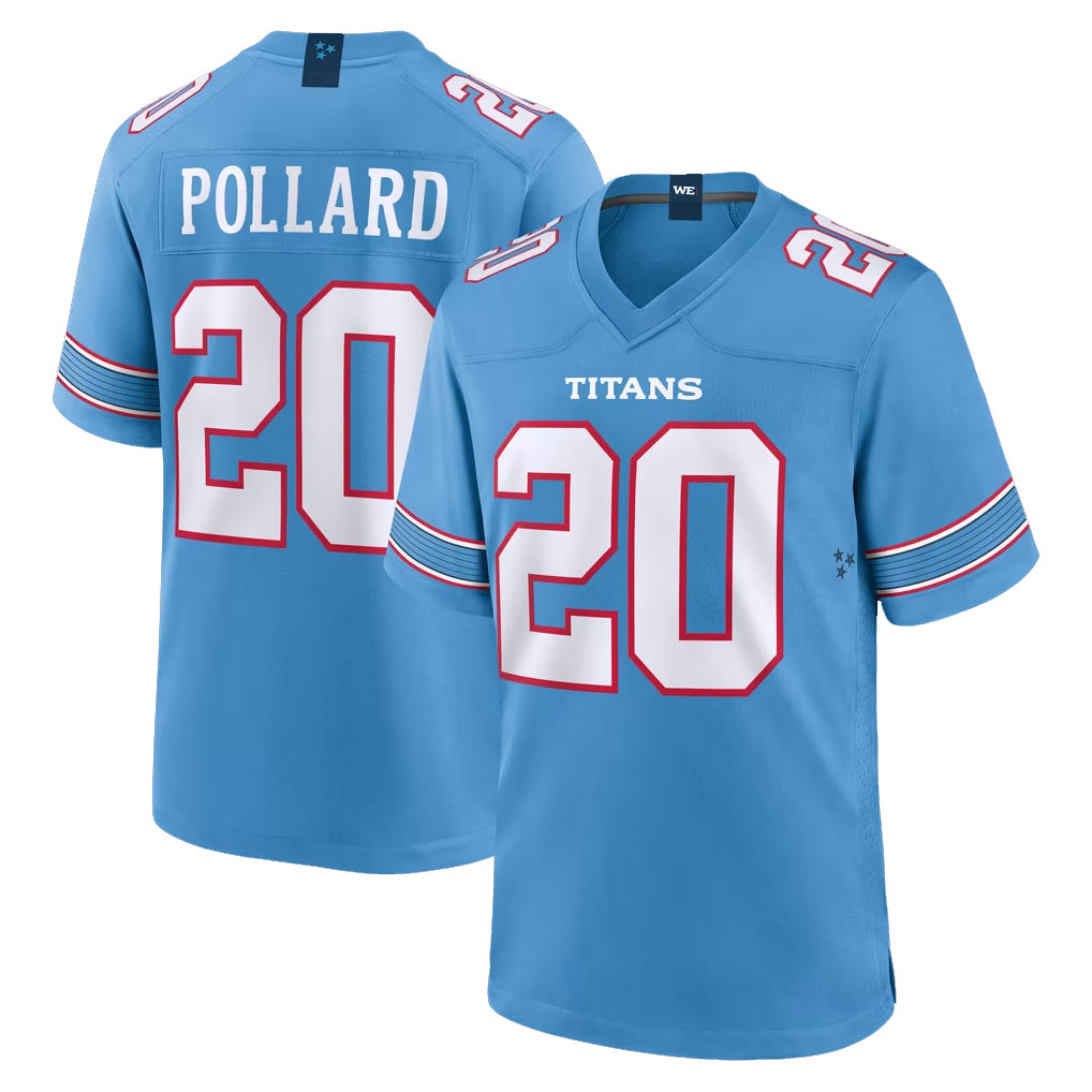T.Titans #20 Tony Pollard Player Light Blue 2026 Game Home Ddoa Stitched Jerseys