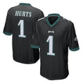 P.Eagles #1 Jalen Hurts Player Black Home Game Ddoa Stitched Jerseys