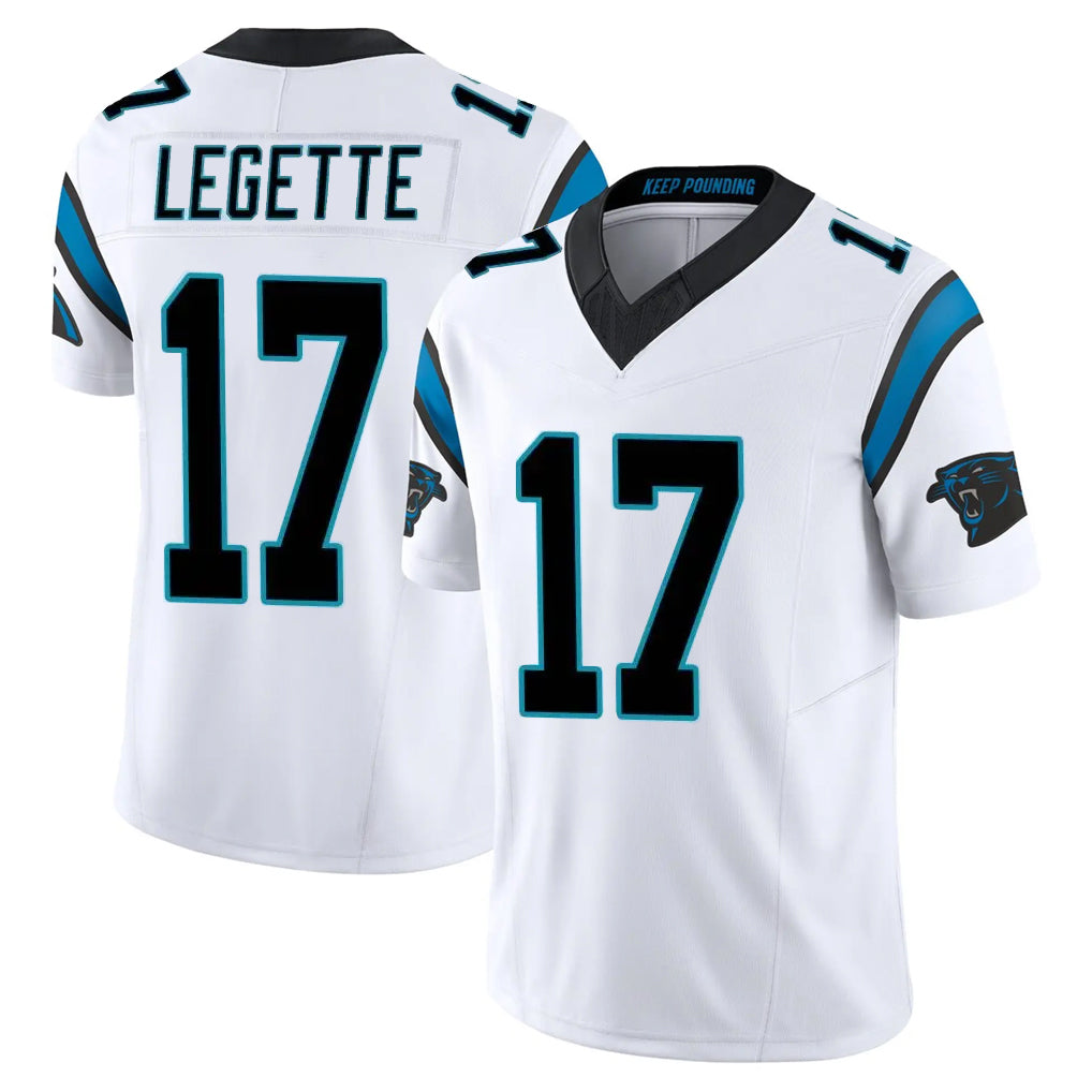 C.Panthers #17 Xavier Legette Player White Vapor F.U.S.E. Limited Home Game Ddoa Stitched Jerseys