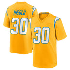 LA.Chargers #30 Alec Ingold Player Gold Home Game Ddoa Stitched Jerseys