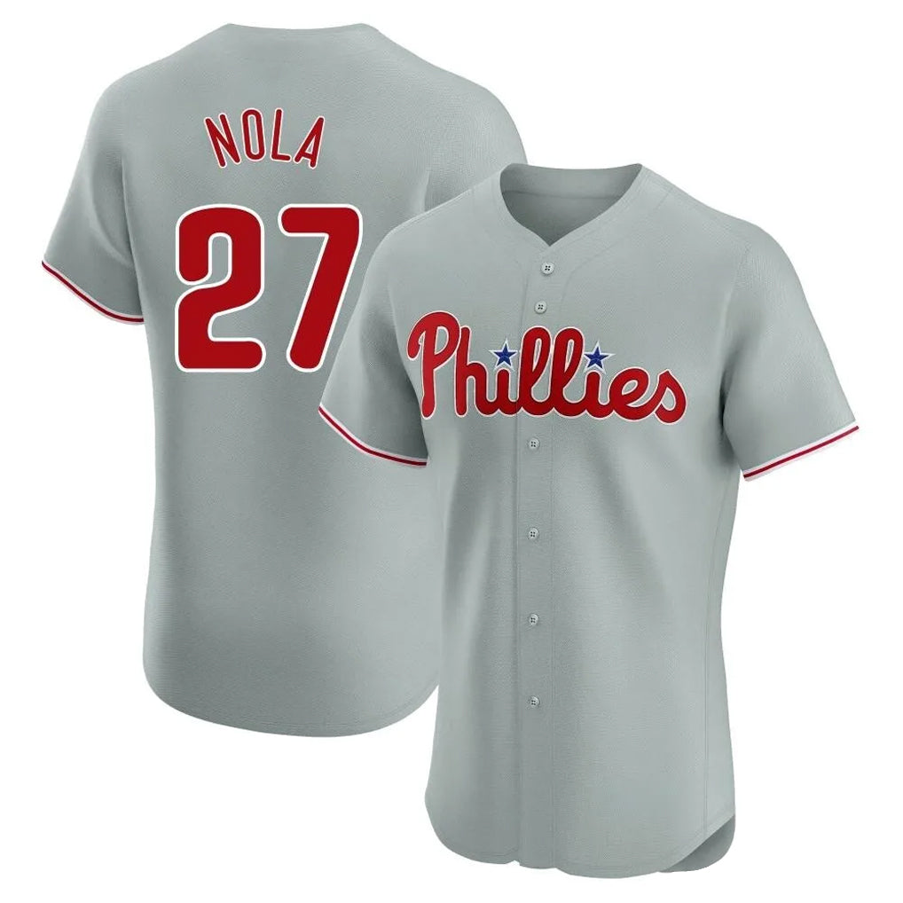 P.Phillies #27 Aaron Nola Player Gray Home Limited Elite Ddoa Stitched Jerseys
