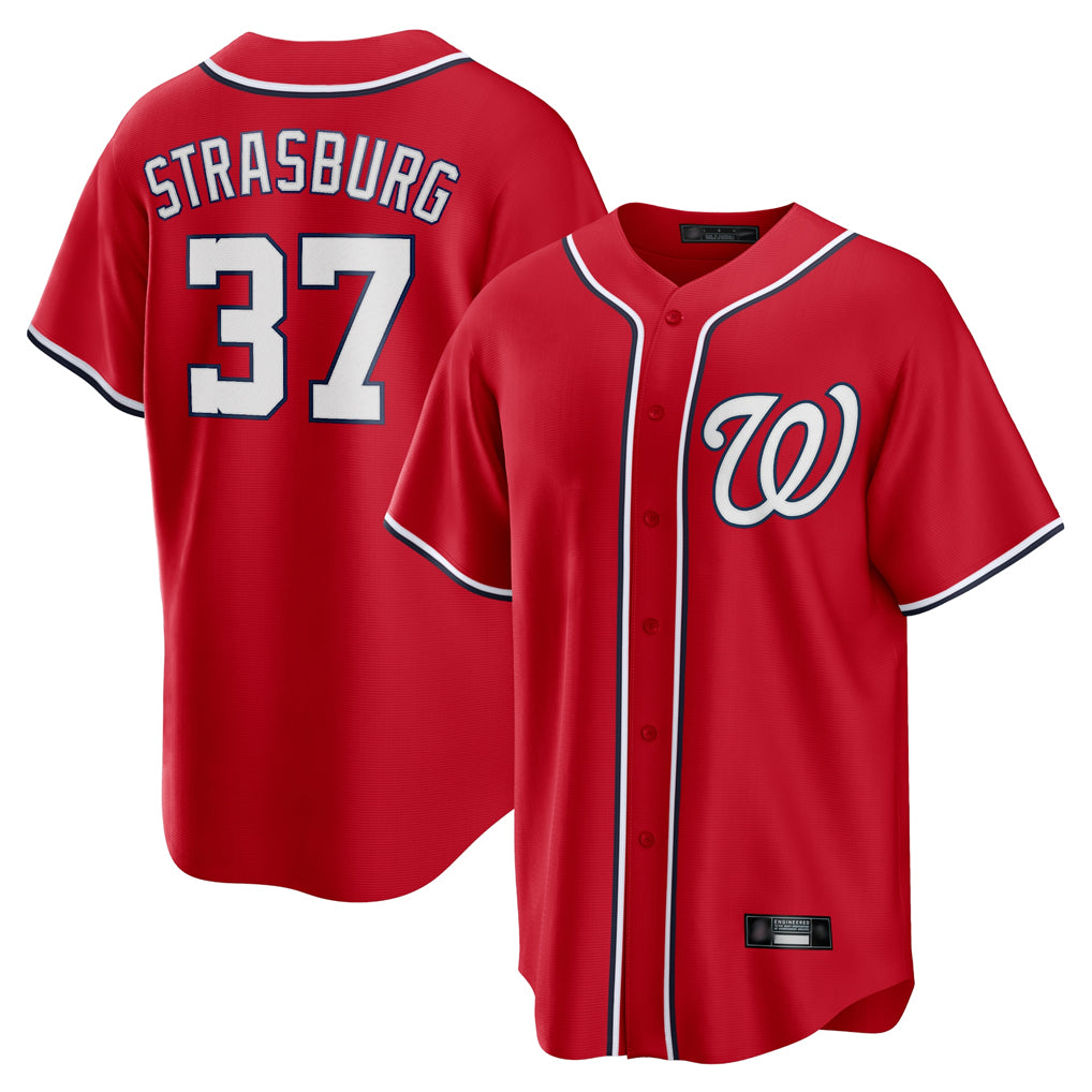 W.Nationals #37 Stephen Strasburg Player Red Alternate Replica Player Game Ddoa Stitched Jerseys