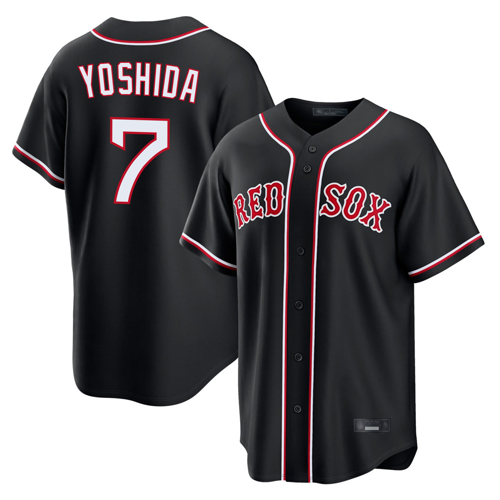 B.Red Sox #7 Masataka Yoshida Player Black Out Home Game Ddoa Stitched Jerseys