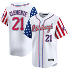 P.Pirates #21 Roberto Clemente Player White 2025 Independence Day Vapor Premier Limited Ddoa Stitched Jerseys