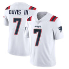 NE.Patriots #7 Carlton Davis III Player White Vapor Untouchable Home Game Ddoa Stitched Jerseys