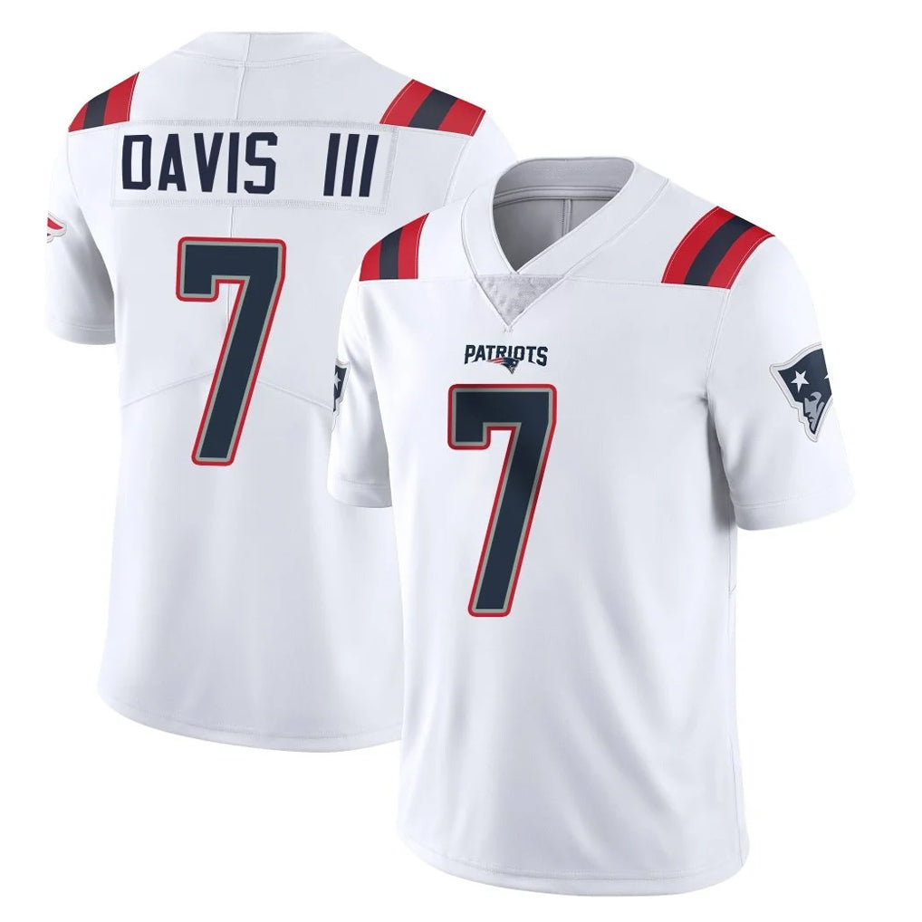 NE.Patriots #7 Carlton Davis III Player White Vapor Untouchable Home Game Ddoa Stitched Jerseys