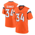 D.Broncos #34 JL Skinner Player Orange Home Game Ddoa Stitched Jerseys