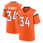 D.Broncos #34 JL Skinner Player Orange Home Game Ddoa Stitched Jerseys