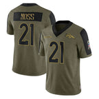 D.Broncos #21 Riley Moss Player Olive Salute To Service Limited Game Ddoa Stitched Jerseys