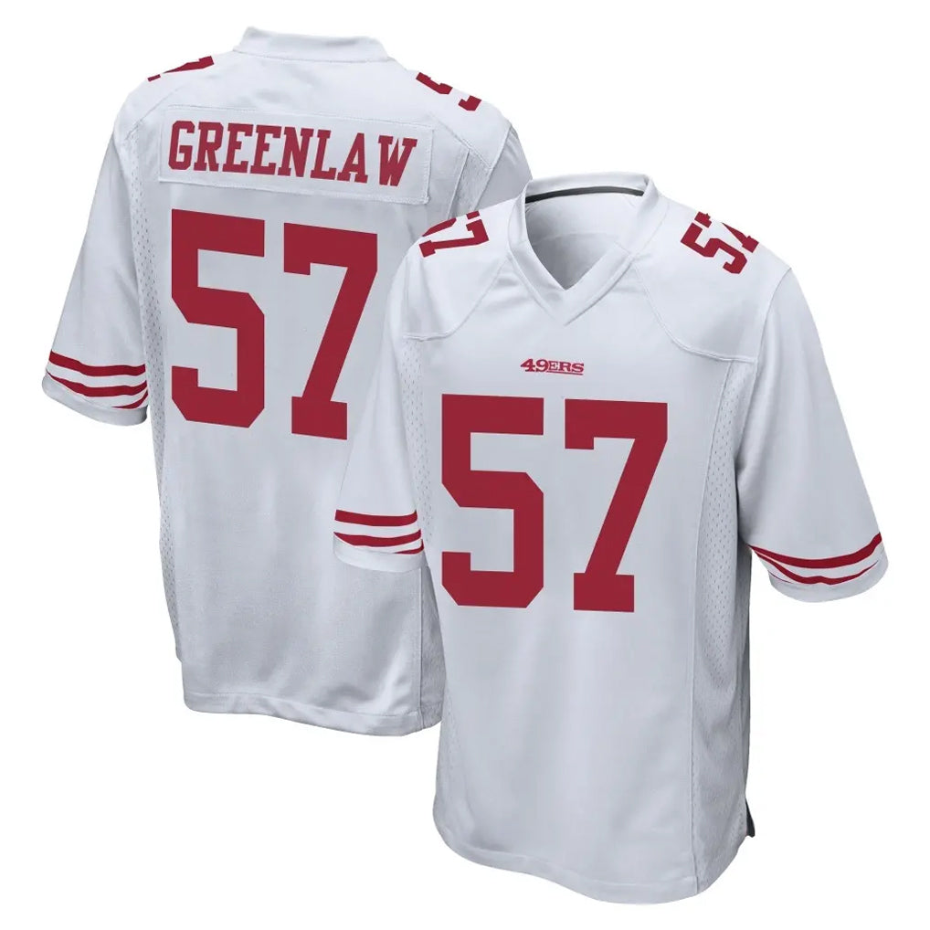 SF.49ers #57 Dre Greenlaw Player White Home Game Ddoa Stitched Jerseys