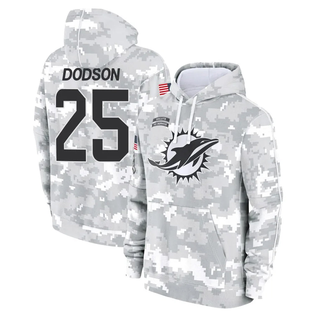 M.Dolphins #25 Tyrel Dodson Player Arctic Camo Salute to Service Hoodies Limited Game Ddoa Stitched Jerseys