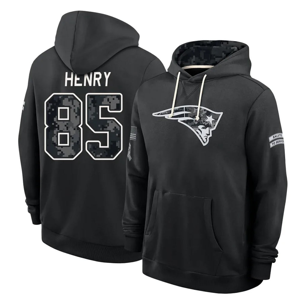 NE.Patriots #85 Hunter Henry Player 2026 Black Logo Pullover Hoodies Limited Game Ddoa Stitched Jerseys
