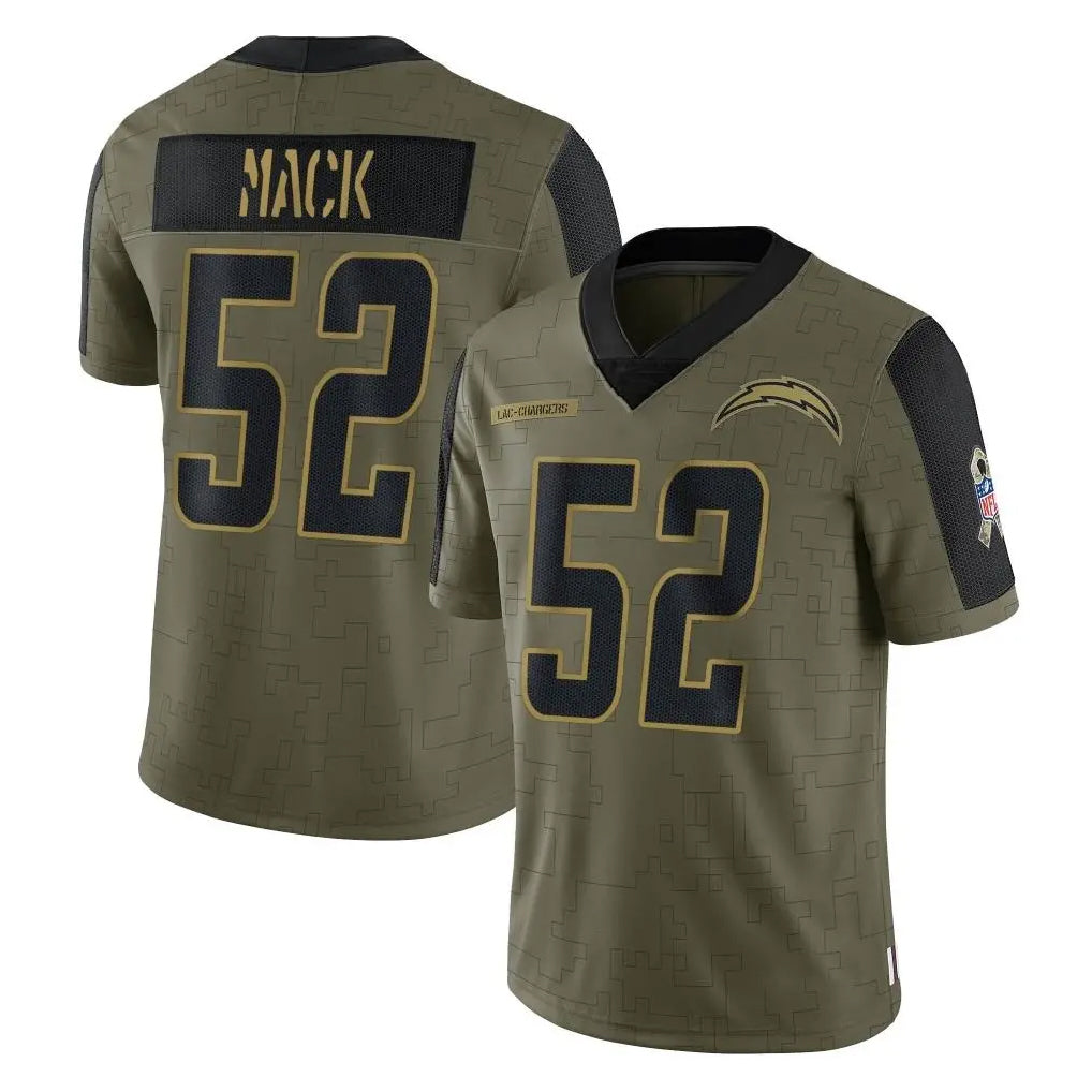LA.Chargers #52 Khalil Mack Player Olive Salute To Service Limited Game Ddoa Stitched Jerseys