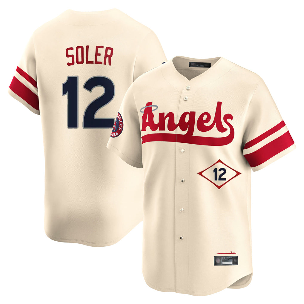 LA.Angels #12 Jorge Soler Player Cream City Connect Limited Home Ddoa Stitched Jerseys