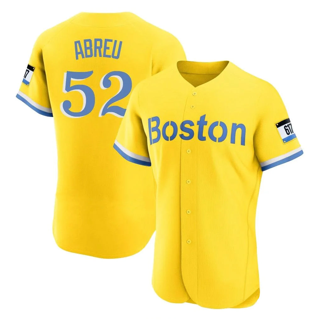 B.Red Sox #52 Wilyer Abreu Player Yellow Limited Elite Home Game Ddoa Stitched Jerseys