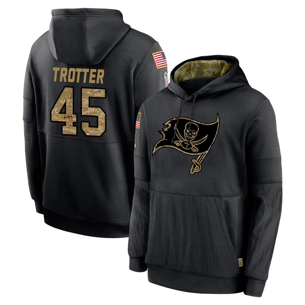 TB.Buccaneers #45 Josiah Trotte Player Black Salute to Service Sideline Performance Pullover Hoodies Home Game Ddoa Stitched Jerseys