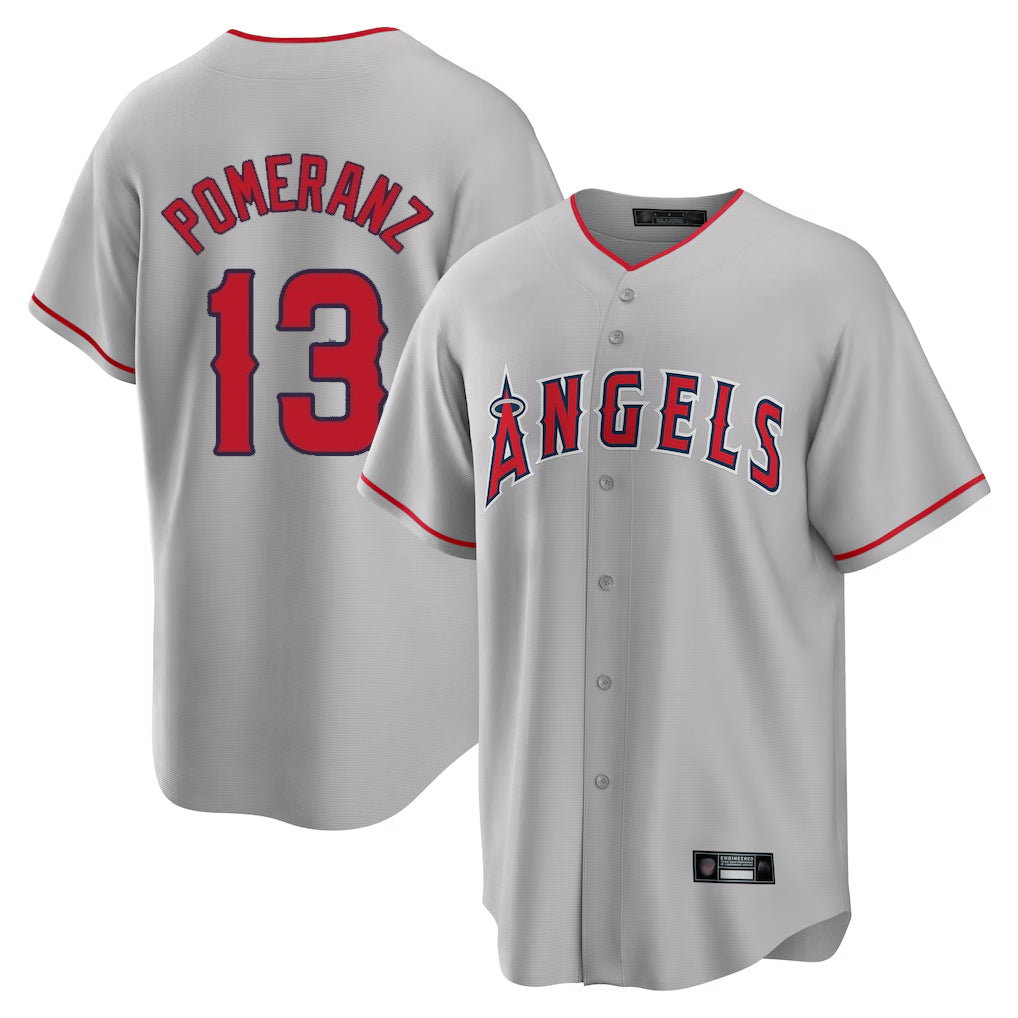 LA.Angels #13 Drew Pomeranz Player Gray Home Game Ddoa Stitched Jerseys