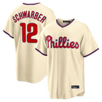 P.Phillies #12 Kyle Schwarber Player Cream Home Game Ddoa Stitched Jerseys