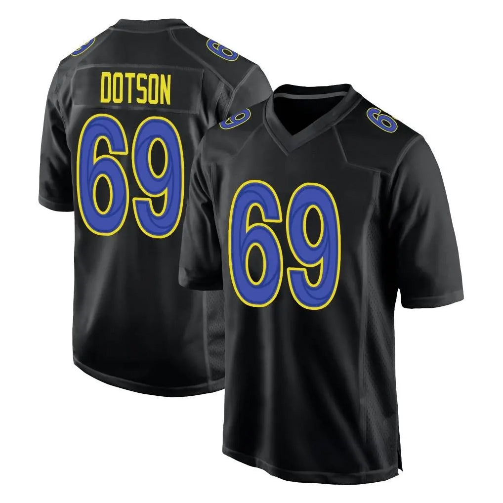 LA.Rams #69 Kevin Dotson Player Black Fashion Limited Home Game Ddoa Stitched Jerseys